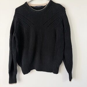 Scotch & Soda Black Cable Knit Sweater Cream Accents Size S